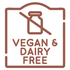 Icon indicating vegan and dairy-free status with a jar crossed out.