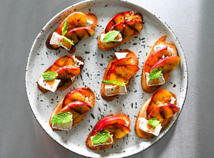 Brie and Grilled Peach Crostini - Rebel Cheese