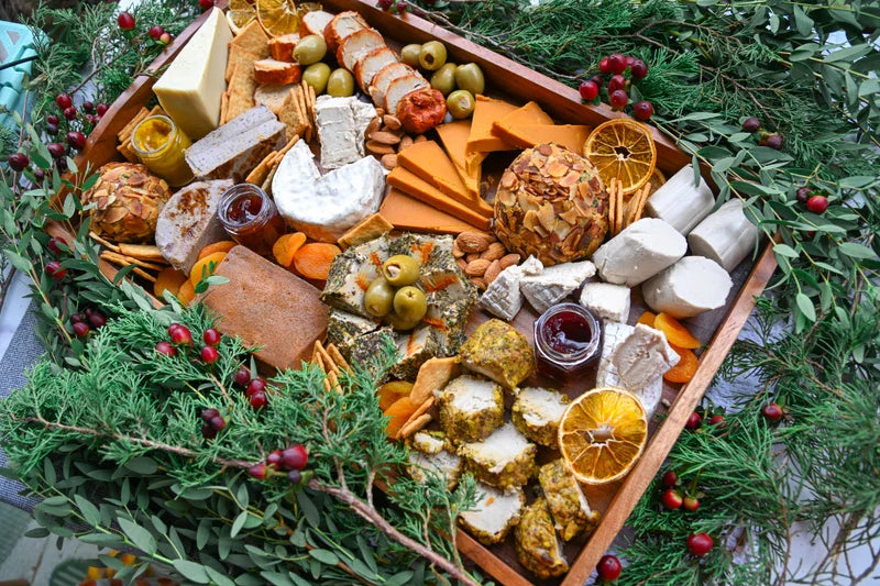 vegan cheeses on a cheese board