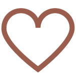 Heart-shaped object with a brown outline on a white background