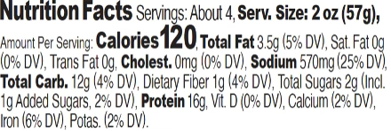 A close-up of a Nutrition Facts label showing serving size, calories, fat, cholesterol, sodium, total carbs, sugars, and protein content.