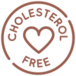Circular 'Cholesterol Free' label with a heart symbol on a white background