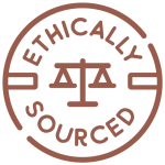 Logo with 'Ethically Sourced' text and a scale design, likely representing ethical sourcing.